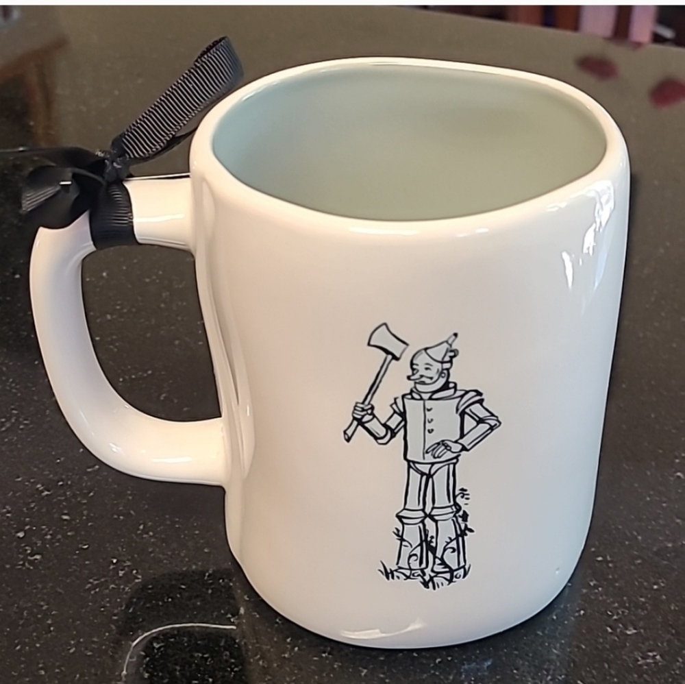 Rae Dunn White Tin Man Mug with Black Accent